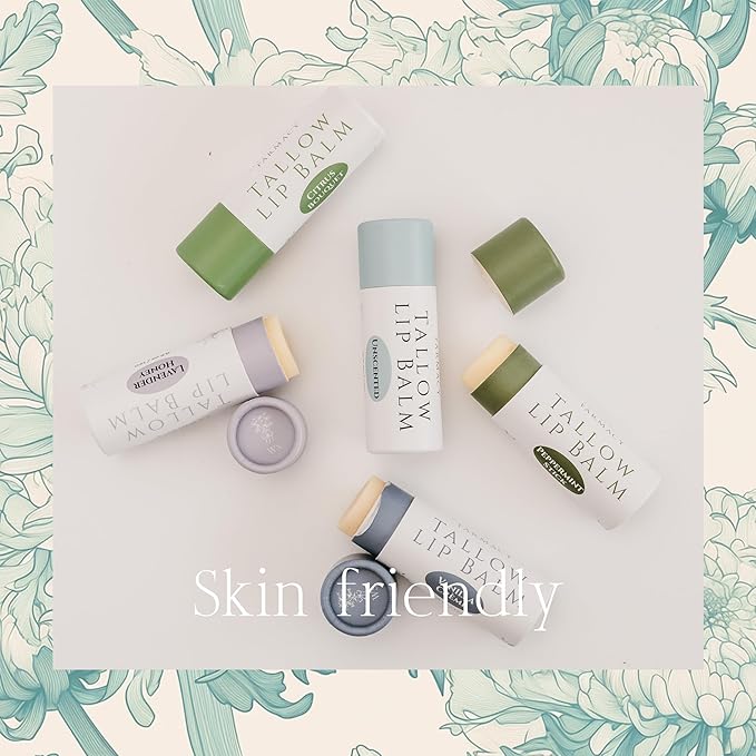 Organic Tallow Lip Balm (Citrus Bouquet) from 100% Grass Fed Cows. Super hydrating with Tallow, Olive Oil, Honey, and Beeswax. Sustainable Cardboard Tubes & Hand Filled. Jumbo Size 0.5 oz.-Velvo Beauty