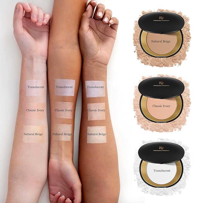 FV Setting Powder, Oil-Control, Long-Lasting, Medium Coverage Pressed Face Powder Makeup, Matte Finish for Oily, Dry & Normal Skin, Natural Beige, 0.28 Oz-Velvo Beauty