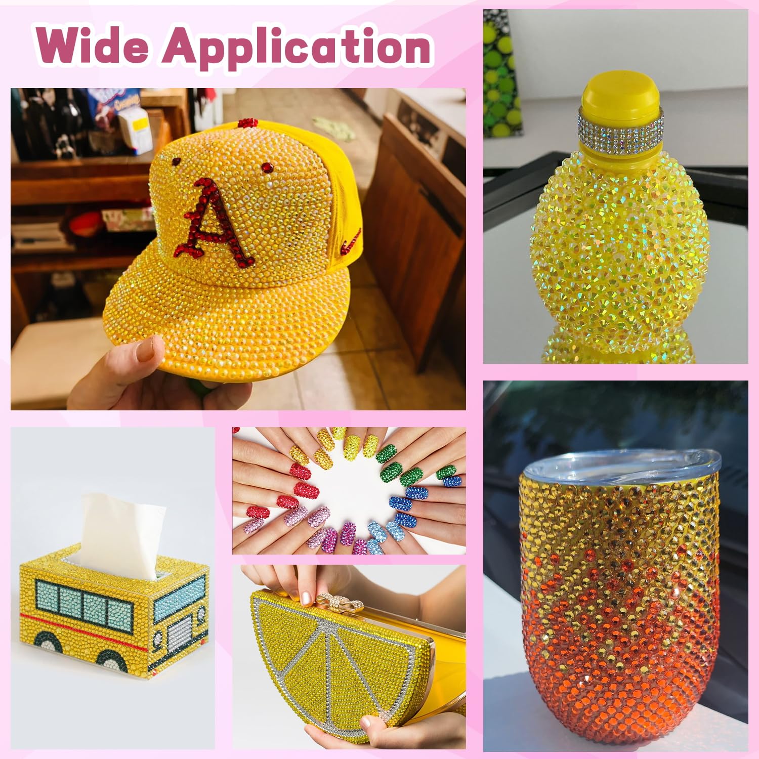 20000Pcs Yellow Rhinestones for Bedazzling with 1Pcs B7000 Jewelry Glue, Resin Rhinestones for Crafting Crafts DIY, Bedazzler Kit Gems for Clothing Shoes Tumblers Nail Art Assorted Size 3/4/5/6mm-Velvo Beauty