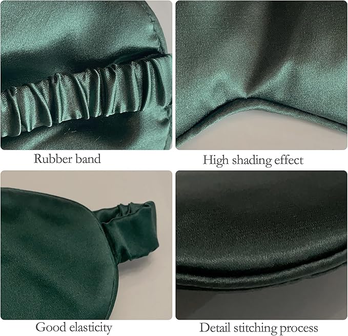 Silk Eye mask for Sleeping Light Blocking for Bedroom, Plane Travel Satin Sleep mask Women Mens,Blackout to Help You deep Sleep (Green)-Velvo Beauty
