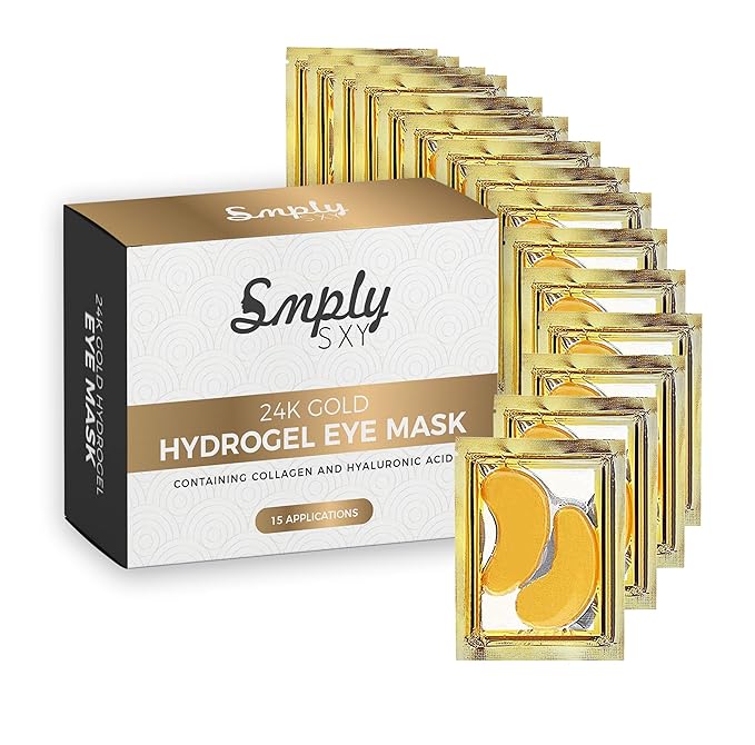 24k Gold Collagen Eye Mask: Hydrogel Under Eye Patches with Collagen & Hyaluronic Acid - Hydrating Under Eye Mask for Dark Circles, Puffy Eyes, & Under Eye Bags - Cooling Gel Treatment Pads - 15 Pairs-Velvo Beauty