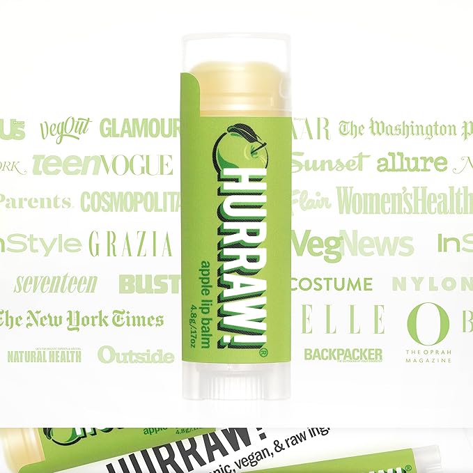 Hurraw! Apple Lip Balm: Organic, Certified Vegan, Cruelty and Gluten Free. Non-GMO, 100% Natural Ingredients. Bee, Shea, Soy and Palm Free. Made in USA-Velvo Beauty