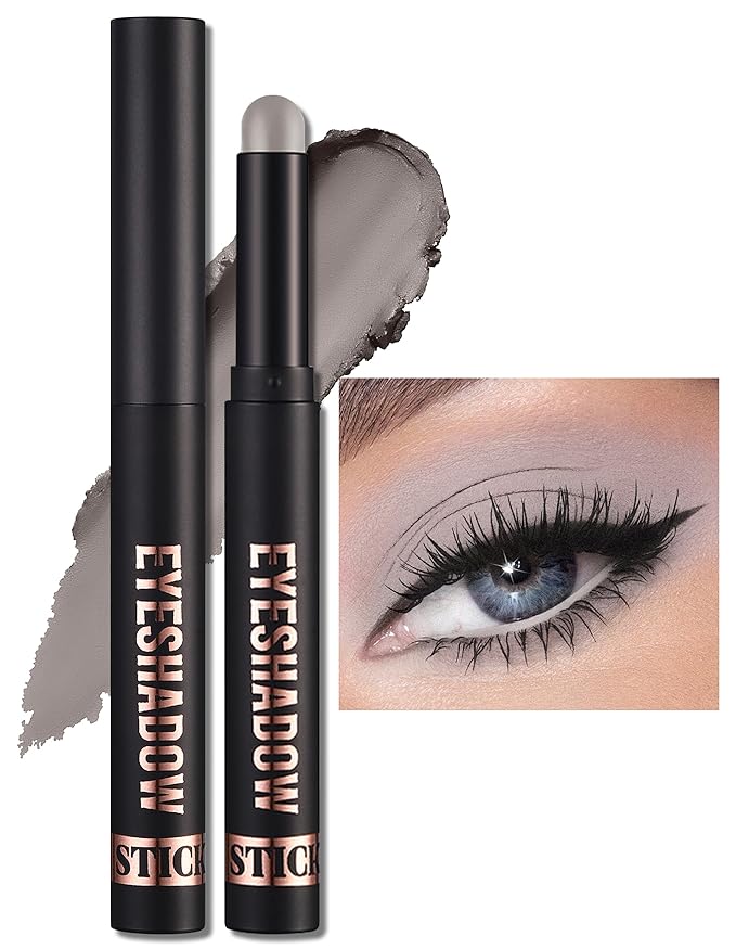 Erinde Waterproof Cream Eyeshadow Stick, Matte Nude Eye Shadow Sticks, Longwear Blendable High Pigmented, Neutral Eye Shadow Sticks Matte for Older Eyes, Smokey Eyeshadow Pencil Crayon, 21 Gray Brown-Velvo Beauty