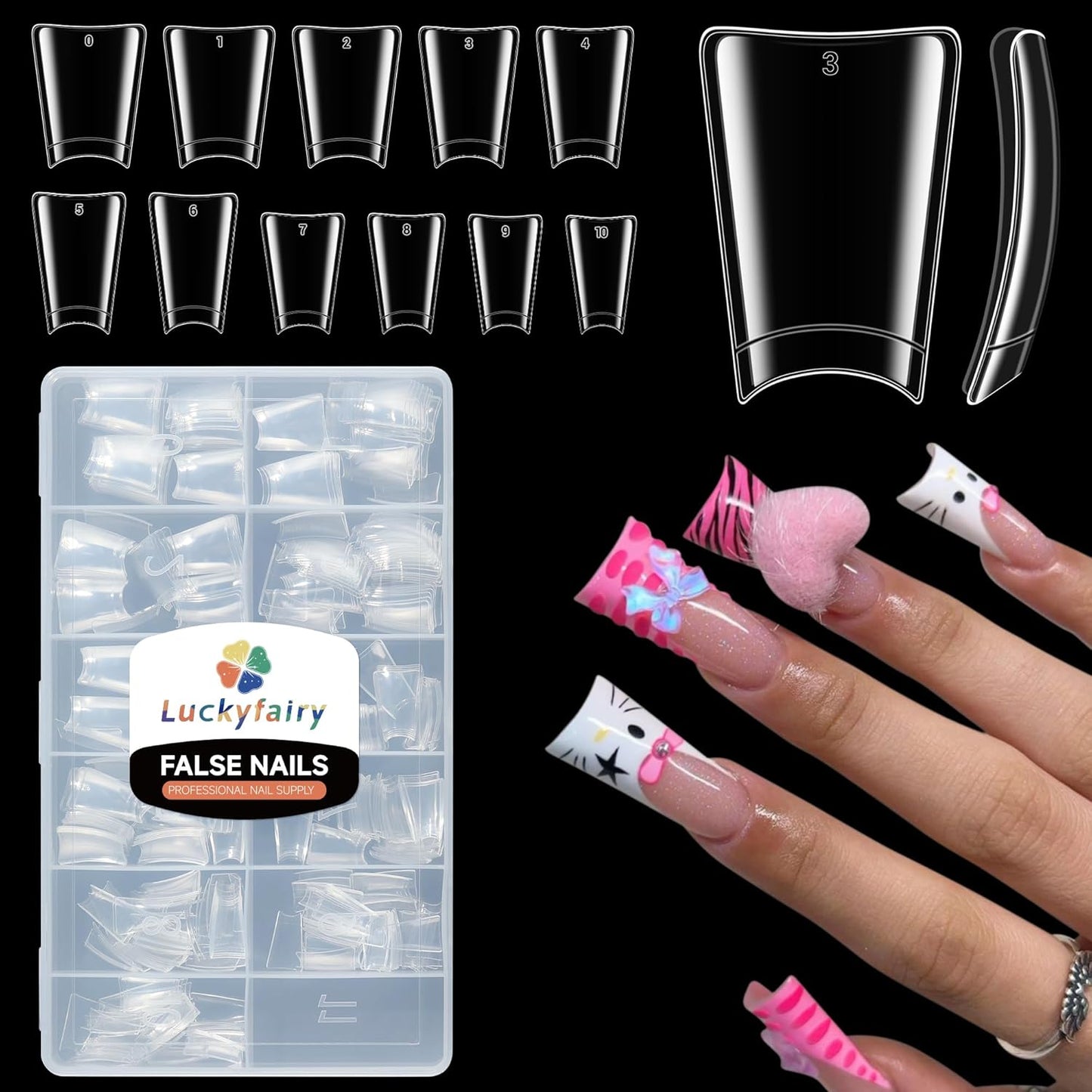 Half Cover Duck Nail Tips 504 Pcs Duck Press on Nails Clear Soft Gel Short Duck Nail Tips 11 Sizes Wide French False Nails for Acrylic Nails Professional for Y2K Art Salon-Velvo Beauty