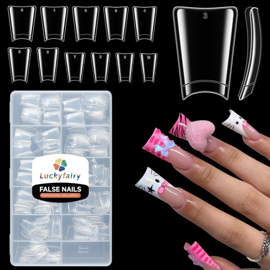 Half Cover Duck Nail Tips 504 Pcs Duck Press on Nails Clear Soft Gel Short Duck Nail Tips 11 Sizes Wide French False Nails for Acrylic Nails Professional for Y2K Art Salon-Velvo Beauty