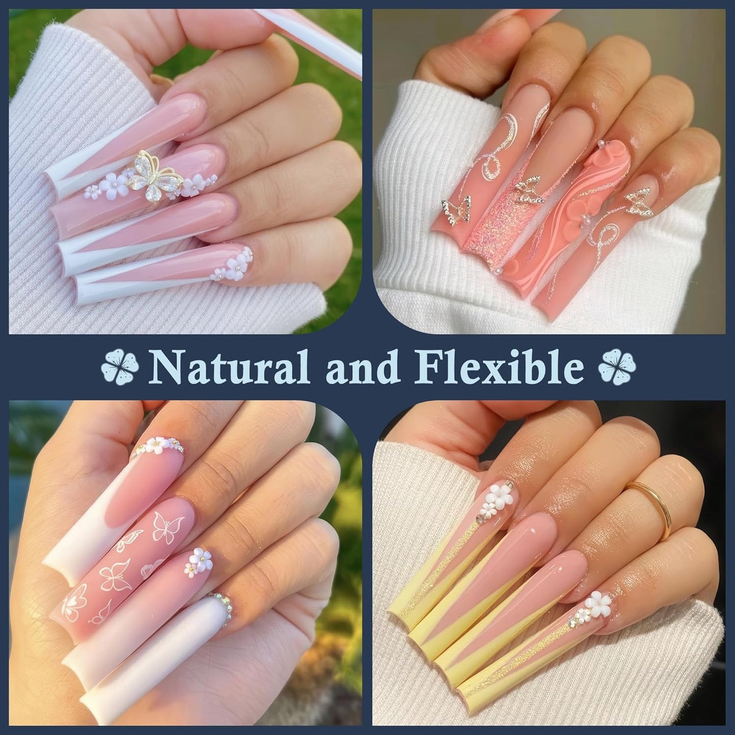 504PCS No C Curve Nail Tips Square XXL Extra Long Tapered Square Nail Tips for Acrylic Nails Professional 12 Sizes Half Cover Straight Clear Fake Nails for Nail Extensions Salons DIY at Home-Velvo Beauty