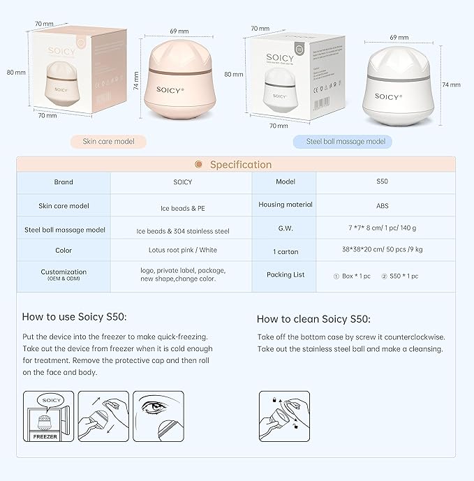 Facial Roller Stainless Steel Eye and Face Ice Massage Roller 360 Degree Rotate Ice Massage Roller Beauty Skin Care Tool-Velvo Beauty