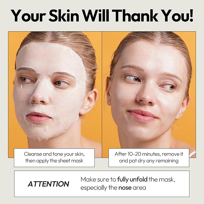 LAPCOS Vita C Sheet Mask, Daily Face Mask with Vitamin C to Renew Skin, Korean Beauty Favorite, 5-Pack-Velvo Beauty