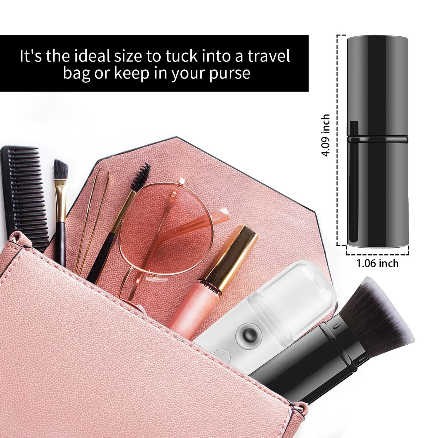 Falliny Makeup Brushes, Retractable Travel Kabuki Powder Foundation Brush, Portable Face Liquid Foundation Sunscreen Brush with Cover for Blending Liquid, Bronzer,Cream or Flawless Powder Cosmetics-Velvo Beauty