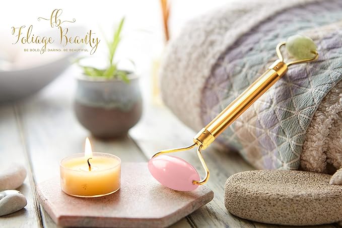 Jade Rose Quartz Roller Kit with 3 Changeable Heads | Face Facial Roller-Velvo Beauty