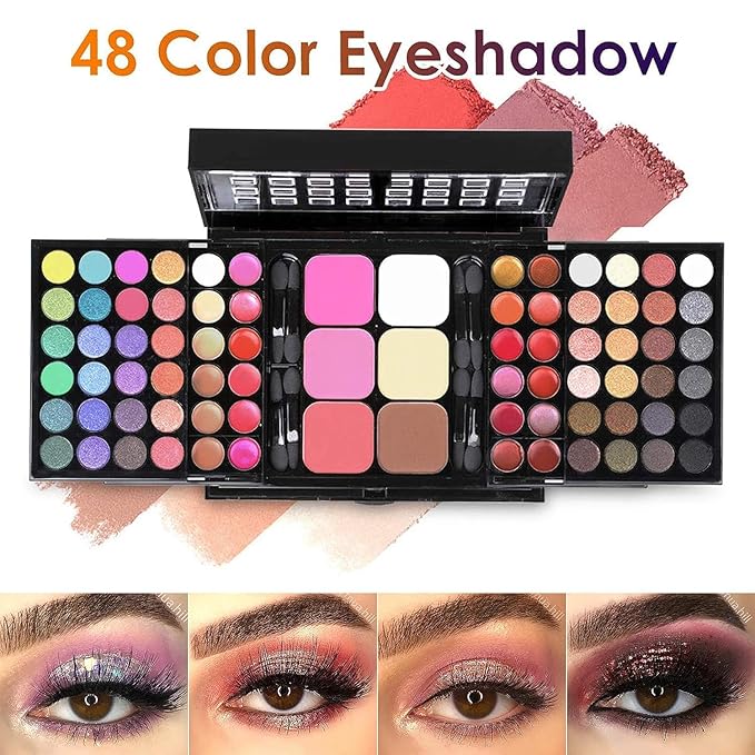 BONNIE CHOICE All in One Makeup Kit for Women Full Kit, Valentines Day Gifts Makeup Set, Include 48 Eyeshadow, 18 Lip Gloss, 3 Blusher, 6 Concealer, 3 Contour Powder, 4 Brushes, 1 Mirror-Velvo Beauty