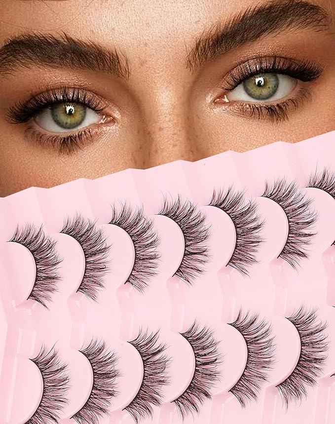Lashes Natural Wispy Look Flared False Eyelashes Soft Strip Lash Fluffy Eyelash 7 Pairs D79-Velvo Beauty