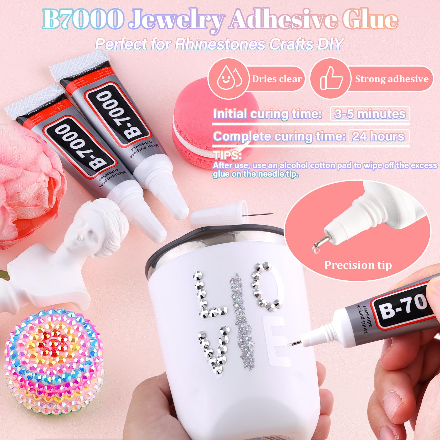 25000Pcs Resin Rhinestones with B7000 Jewelry Glue for Crafting, Silver 2-6mm Non Hotfix Flatback Gems, Bedazzling Crystal for DIY Crafts Clothing Tumblers Mugs Shoes Fabric Decor Nail Art-Velvo Beauty