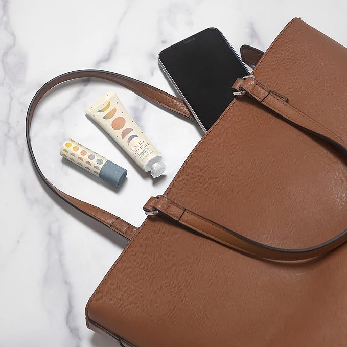 Studio Oh! Lip Balm & Hand Lotion Set - Travel-Size Toiletries, 2-Piece Gift Set - Moisturizing, Portable - Moon Phases-Velvo Beauty