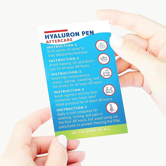 100 Pack - Premium Hyaluron Pen Lip Filler Aftercare Instructions Card 2 x 3.5" Accessories Supplies Kit Care - HP12A100_N-Velvo Beauty