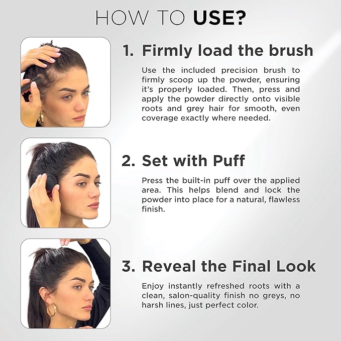 THICK FIBER Root Touch Up Powder - Water & Sweat Resistant Hair Loss Concealer Set for Thinning Hair Women, Includes Brush (Black)-Velvo Beauty