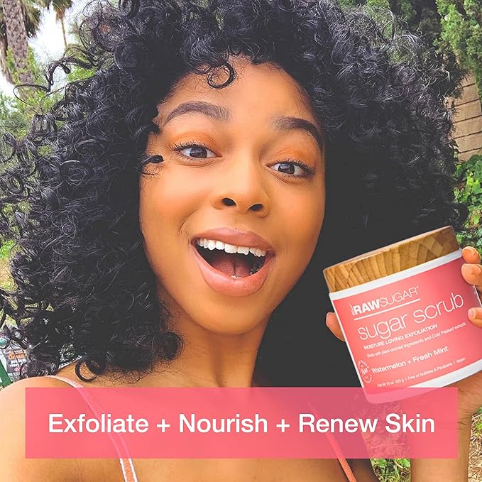 Raw Sugar Watermelon + Fresh Mint Nourishing Body Love Bundle - Body Wash, Body Scrub, Lip Balm & Deodorant, Clean, Made with Plant-Derived Ingredients, Formulated without Sulfates and Parabens-Velvo Beauty