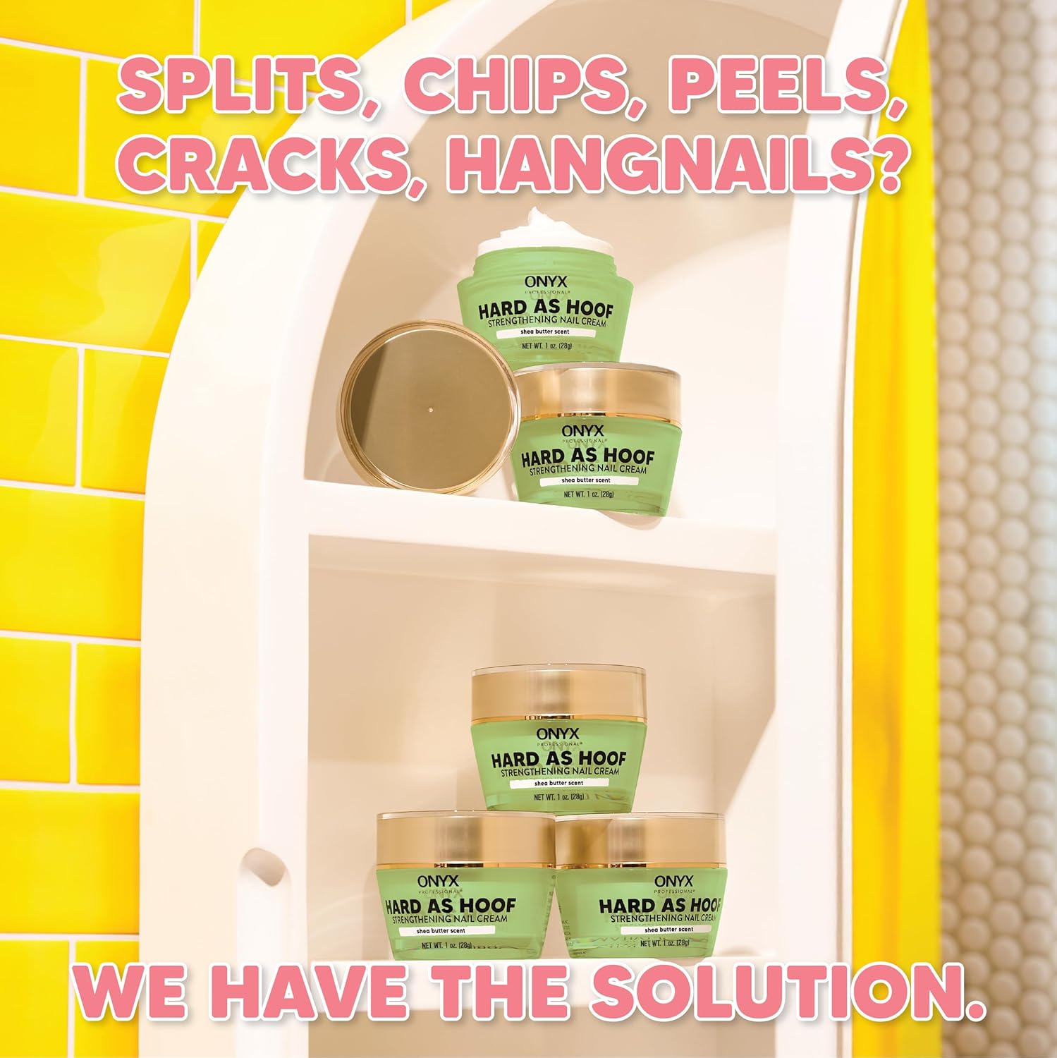 Onyx Professional Hard as Hoof Nail Strengthening Cream, Shea Butter Scent - Nail Growth & Conditioning Cuticle Cream Stops Splits, Chips, Cracks & Strengthens Nails, 1 oz-Velvo Beauty