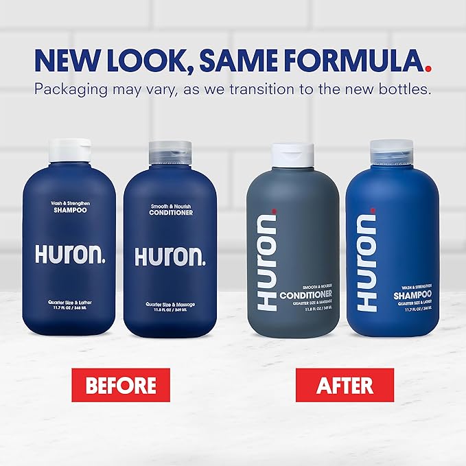 Huron Hair Duo | Nourishing Shampoo & Conditioner Set for Men | Cleanse, Strengthen & Hydrate | Sulfate-Free, Paraben-Free, Vegan | Designed for Daily Use on All Hair Types (2 Pack)-Velvo Beauty
