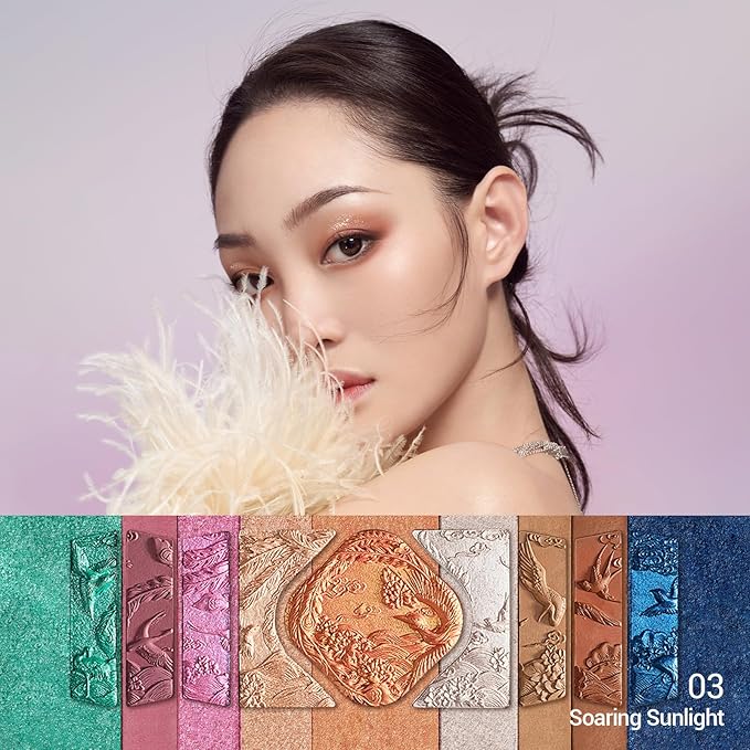 FLORASIS Floral Engraving Phoenix Makeup Palette Makeup Long Lasting Blendable Natural Eyeshadow Palette for Women (03 Soaring Sunlight)-Velvo Beauty