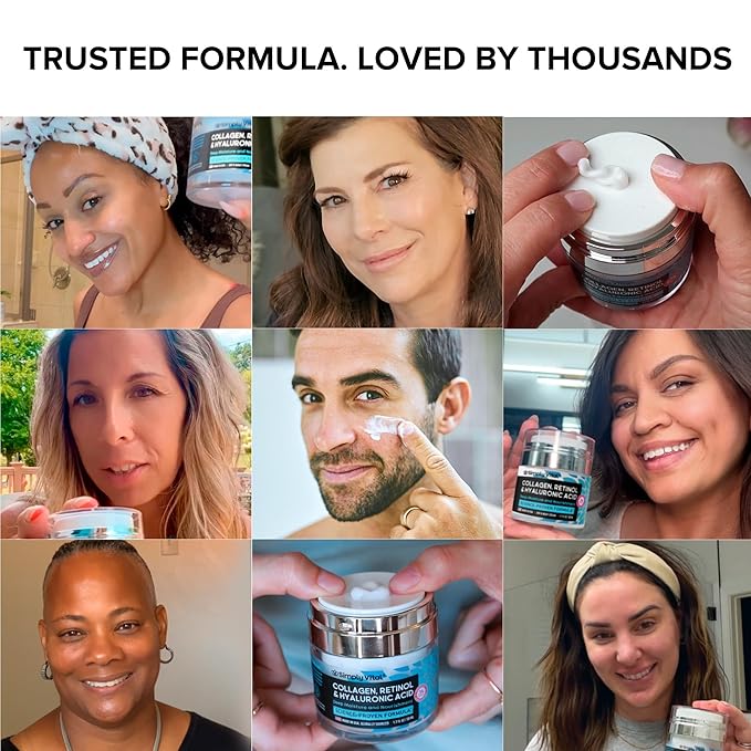 SimplyVital Collagen Face Moisturizer - Anti-Aging Retinol Cream for Face, Neck & Décolleté with Hyaluronic Acid - Made in USA, Daily Moisturizer Face Cream, 2-Pack-Velvo Beauty