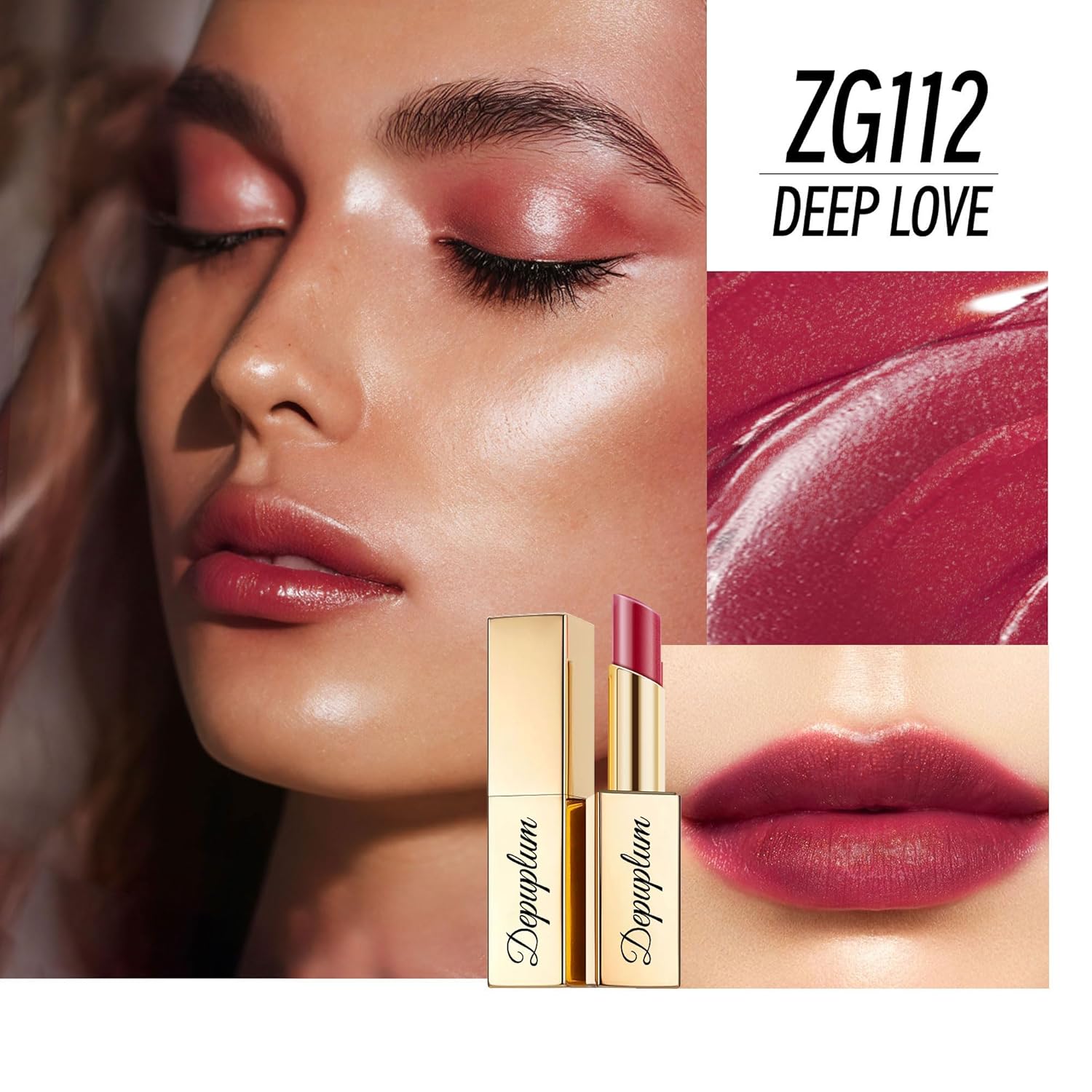 Dark Red Moisturizing Lipstick for Women Shimmer Tinted Lip Balm Hydrating Nourishing Burgundy Lip Gloss Vegan& Cruelty Free Lip Makeup, ZG112 Deep Love-Velvo Beauty