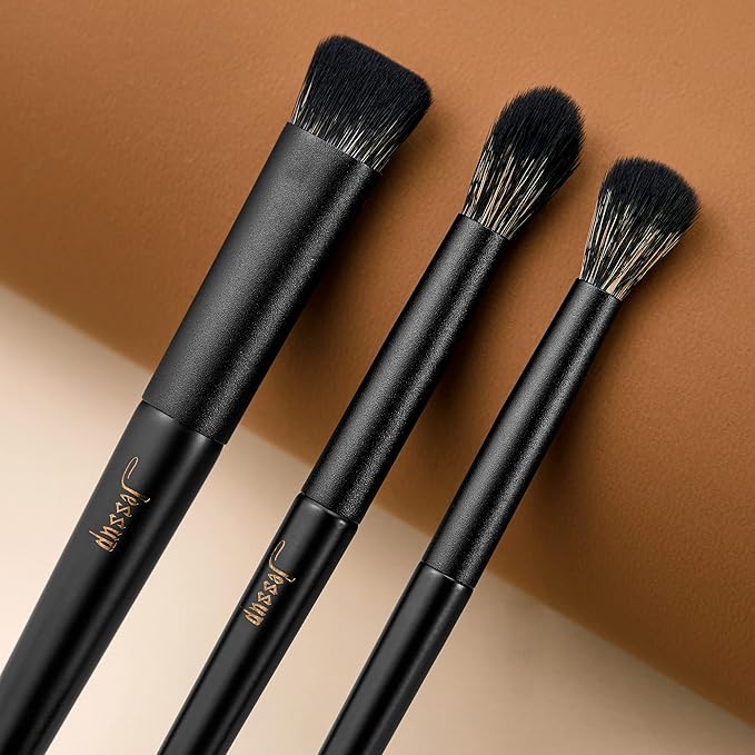 Jessup Eyeshadow Brush Set, 10Pcs Eye Makeup Brushes Professional for Blending Eye Shadow Liner Crease, Duo-end Brow Brush, Elegant Black T337-Velvo Beauty