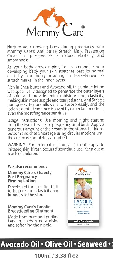 Stretch Mark Remover For Pregnancy, Anti Striae - Anti Stretch Marks, All Natural Organic Maternity Stretch Mark Prevention Lotion With Laminaria seaweed, Shea Butter Avocado and Olive Oil 3.38 fl oz-Velvo Beauty