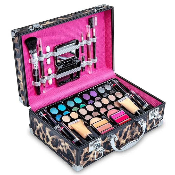 Makeup Kit Gift Set – 79 Piece - 32 Eye Shadows, 2 Blushes, 2 Lip Glosses, 2 Lipsticks, 2 Eye Liner Pencils, 1 Lip Liner Pencil, 1 Mascara - Case with Carrying Handle-Velvo Beauty