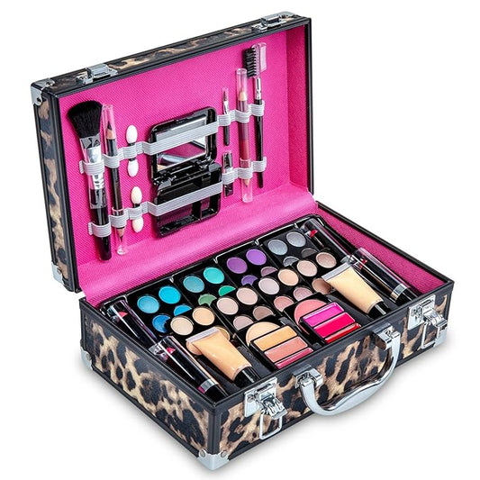 Makeup Kit Gift Set – 79 Piece - 32 Eye Shadows, 2 Blushes, 2 Lip Glosses, 2 Lipsticks, 2 Eye Liner Pencils, 1 Lip Liner Pencil, 1 Mascara - Case with Carrying Handle-Velvo Beauty