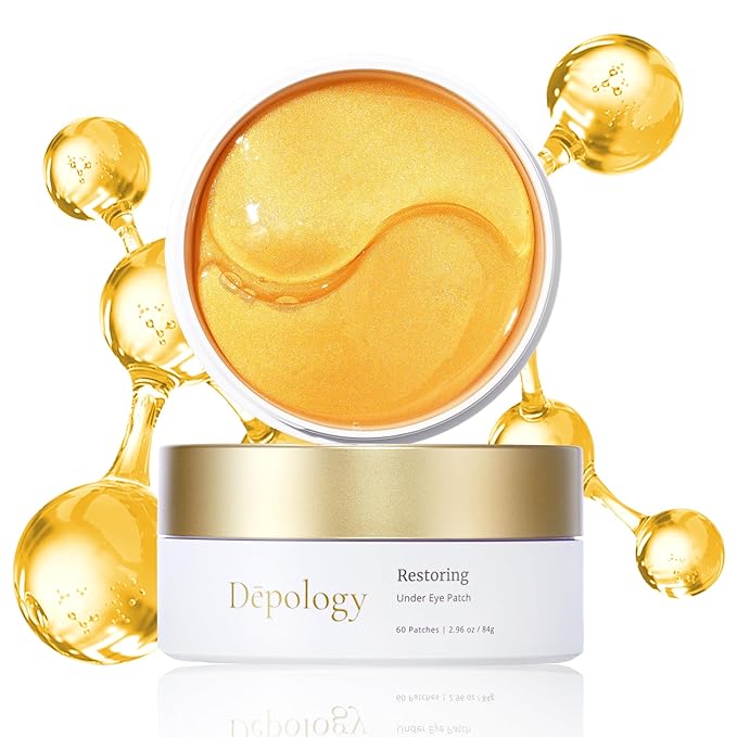 depology Restoring Hydrogel Under Eye Patch | 60 Patches | Brightening Caffeine Gold Pads for Dark Circles | Puffiness | Wrinkles | Refresh | Travel-Velvo Beauty