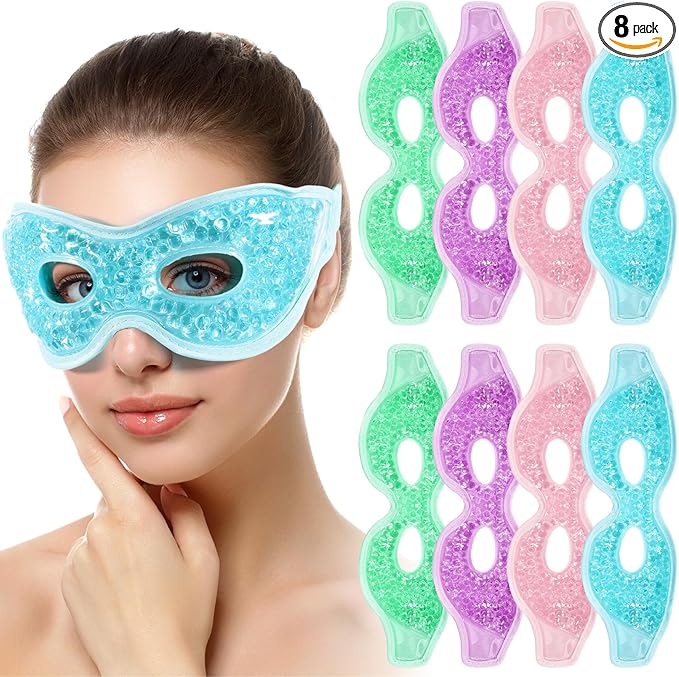 8 Pcs Gel Eye Mask Reusable Cooling Eye Mask Hot Cold Eye Mask with Plush Backing Eye Ice Pack for Cold Compress Dry Eyes Stress Relief Skin Care-Velvo Beauty