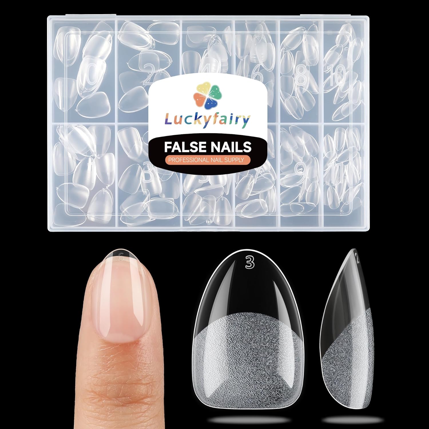 Extra Short Almond Nail Tips, 240pcs Soft Gel Pre-Shaped Acrylic Fake Nails, Half Matte Full Cover Clear Gelly Press on Flase Nail Tips for Extension Nail Manicure Home DIY 12 Sizes-Velvo Beauty