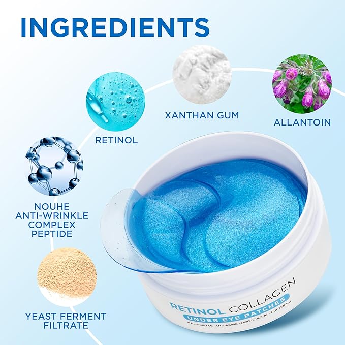 Eye Patches for Puffy Eyes 60 Pcs, 24k Gold Under Eye Patches for Dark Circles and Puffiness, Under Eye Mask Patches for Wrinkles, Dark Circles Under Eye Bags Treatment For Women And Men-Velvo Beauty