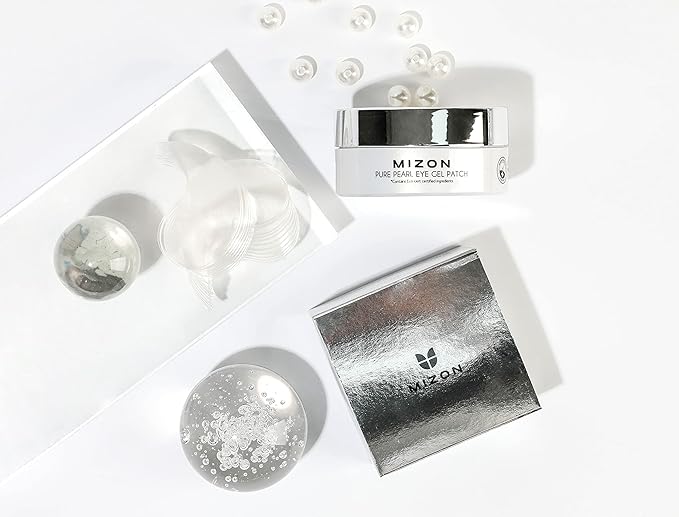 MIZON Pure Pearl Eye Gel Patch with Pearl, Diamond Powder, and Niacinamide for Radiance, Firming, and Nourishment – 60pcs – Improves Dark Circles and Luminosity-Velvo Beauty