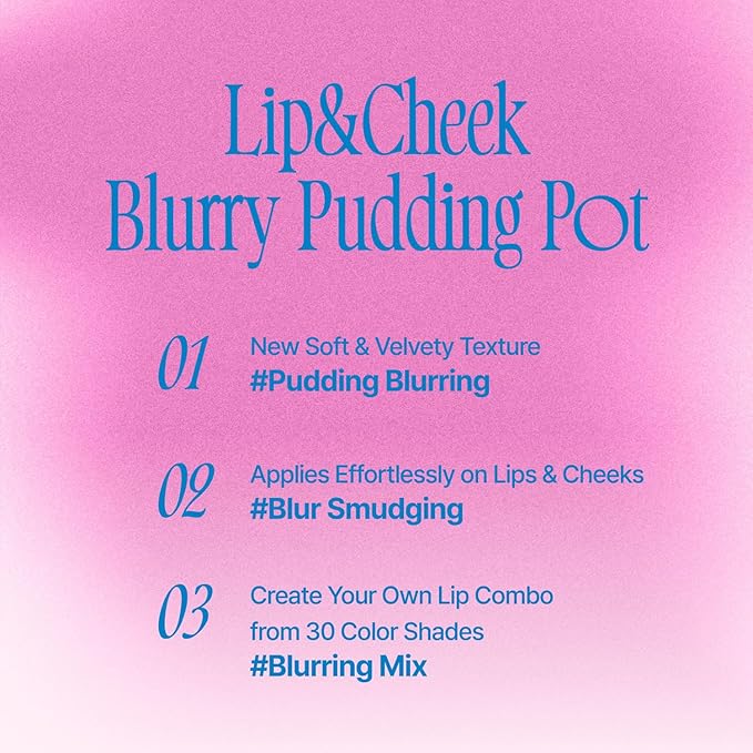 Lip&Cheek Blurry Pudding Pot | Blushed Moment - Cherry | Makeup Blush, Buildable Lightweight, Multi-Use Soft Matte Finish | 5g-Velvo Beauty
