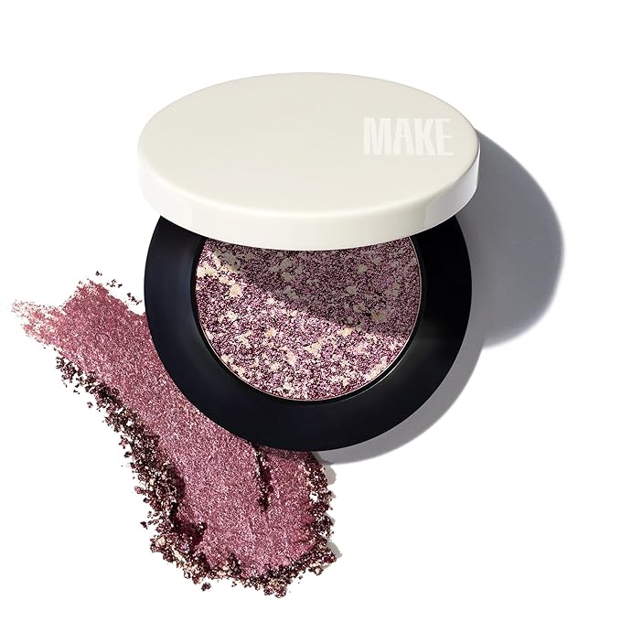 MAKE Beauty Multi-Chromatic Eye Shadow. Metal Reflecting Luminous Foil Finish Creamy, Buildable, Dimensional Long-wear, Crease-proof Powder Eyeshadow, Multichrome Shade - Purple Haze, Magenta-Velvo Beauty
