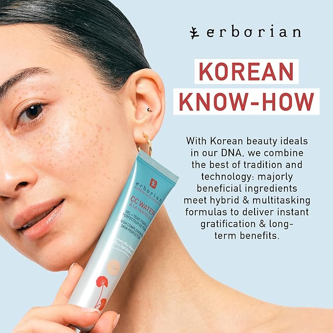 Erborian CC Water with Hyaluronic Acid, Chocolate - Ultra-Light Aqua Gel Color Corrector with Centella Asiatica & Hyaluronic Acid - Plump, Softer & Hydrated Skin - Korean Skincare Perfector - 0.5 Oz-Velvo Beauty