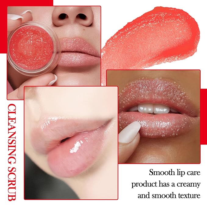 2PCS Strawberry & Orange Conditioning Lip Scrub Kit,Moisturizing Lip Sleeping Mask Long Lasting Hydrating Lip Scrubber Exfoliator Lip Care Products for Men & Women-Velvo Beauty