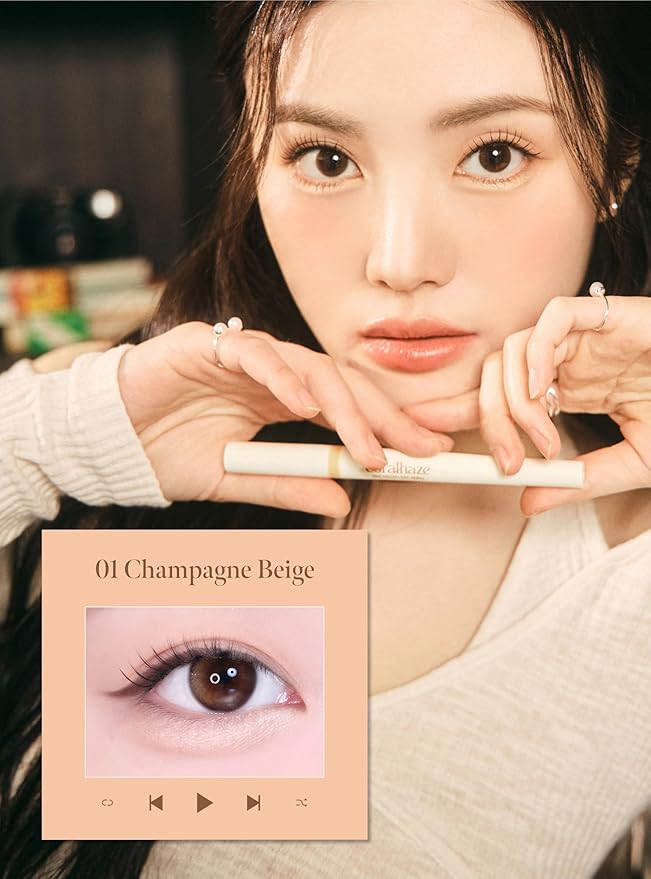 CORALHAZE Idol AEGYO-SAL Maker 01 Champagne Beige, 2-in-1 Under-Eye Highlighter and Contour Liner for Bright, Voluminous Eyes, Long-Lasting, Smudge-Proof Shimmer Stick with Natural Glow, Korean Beauty-Velvo Beauty