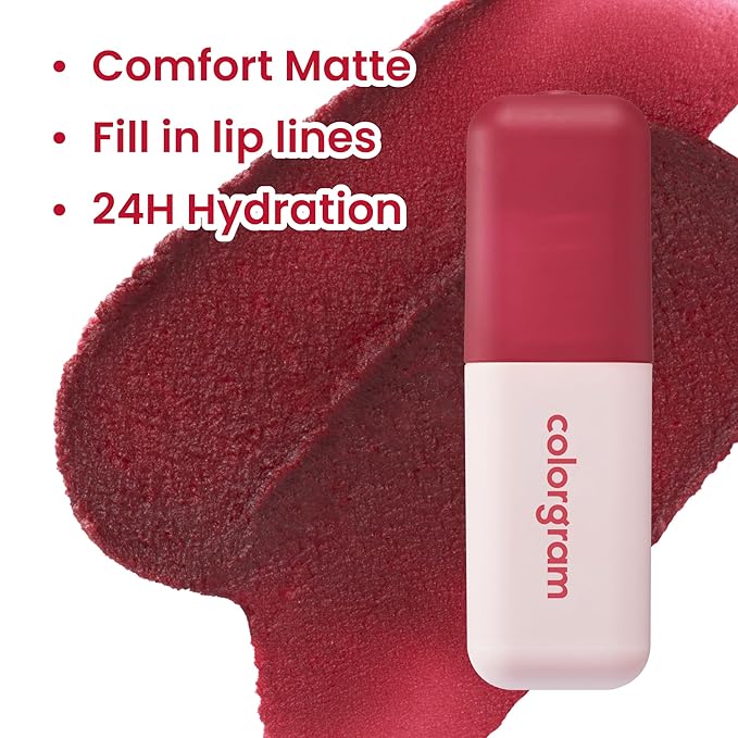 COLORGRAM NUDE BLUR TINT 09 RED BOMB | Soft Velvet Matte Liquid Lipstick & Cheek Tint | Lightweight Blurring Tint for a Smooth & Airbrushed Finish | Long-Lasting & Non-Sticky Formula-Velvo Beauty
