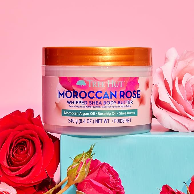 Tree Hut Moroccan Rose Whipped Shea Body Butter, 8.4oz, Lightweight, Long-lasting, Hydrating Moisturizer with Natural Shea Butter for Nourishing Essential Body Care-Velvo Beauty
