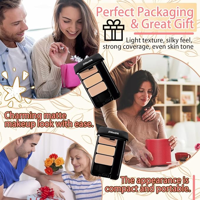 3 Colors Corrector Palette,Moisturizing Long Lasting Waterproof Cream Contour Makeup Palette,Color Correcting Concealer,Natural Flawless Full Coverage Liquid Foundation Set with Makeup Brushes-Velvo Beauty