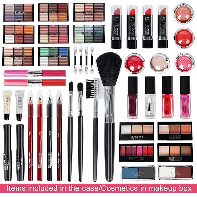 Make-up Box Set Multi-purpose Cosmetic Storage Beauty Case Professional Contain Eyeshadow Concealer Lip gloss Blusher Compact Powder Eyebrow and Makeup Pencil Brush #3-Velvo Beauty