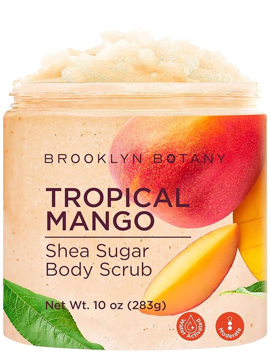 Brooklyn Botany Tropical Mango Shea Sugar Scrub for Body 10 oz – Deeply Hydrating and Gently Exfoliating Body Scrub for Women and Men - Made with Jojoba Beads-Velvo Beauty