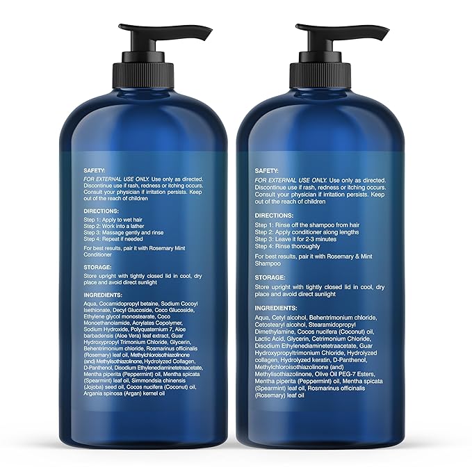 Botanic Hearth Rosemary Mint Shampoo and Conditioner Set, Thickening Formula, Promotes Hair Growth and Scalp Health Sulfate Free & Paraben Free, for Men & Women | 16 fl oz each-Velvo Beauty