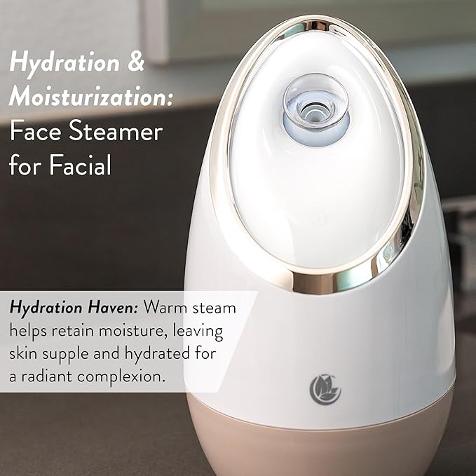 Facial Steamer SPA+ by Microderm GLO - Best Professional Nano Ionic Warm Mist, Home Face Sauna, Portable Humidifier Machine, Deep Clean & Tighten Skin, Daily Hydration for Maximum Serum Absorption-Velvo Beauty