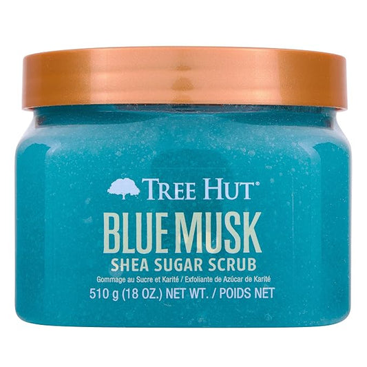 Tree Hut Blue Musk Shea Sugar Scrub | Exfoliating Body Scrub Removes Dead, Dry Skin for a Soft & Hydrated Feel | Nourishing Essential Body Care | 18 fl oz.-Velvo Beauty