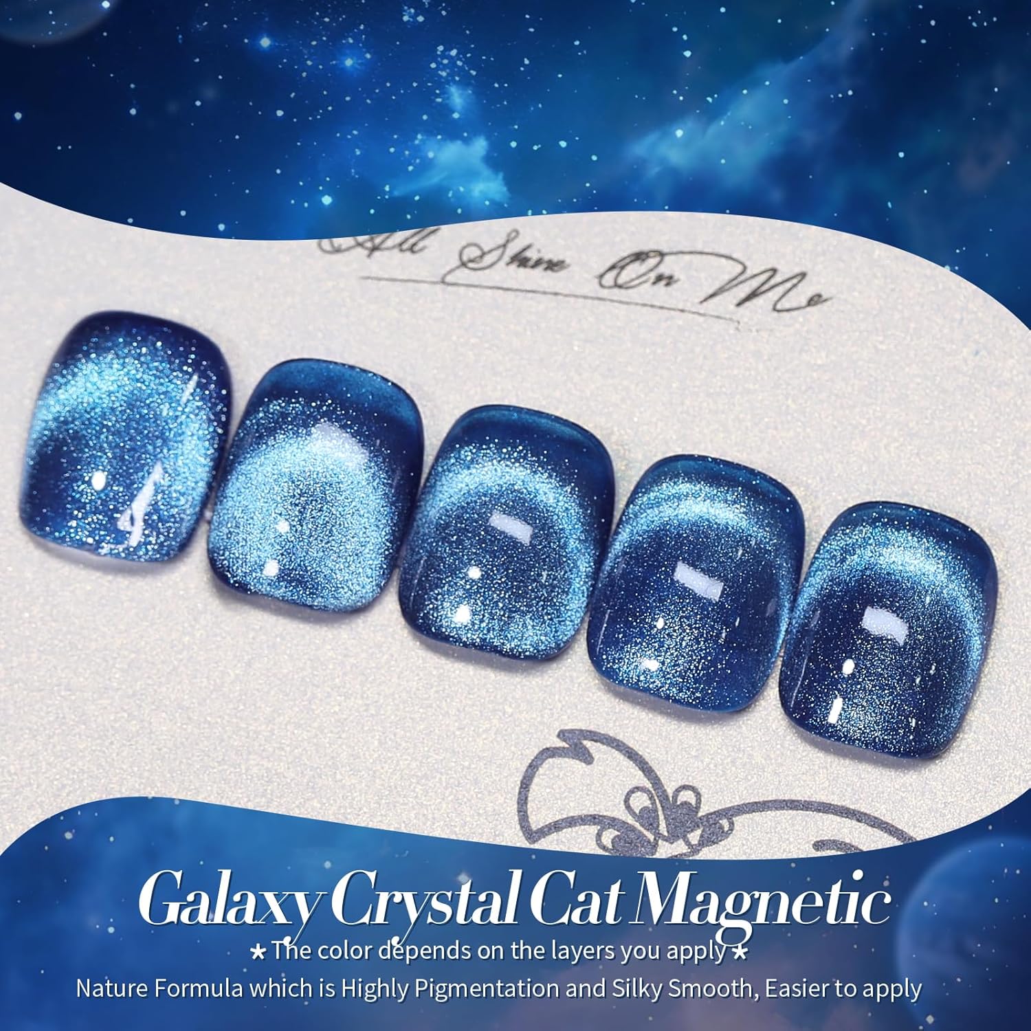 Born Pretty Cat Magnetic Eye Gel Nail Polish, Royal Blue Glitter Cat Magnetic Gel Nail Polish, Holographic Magnetic Nail Polish for Nail Art Manicure Salon DIY at Home 15ML-Velvo Beauty