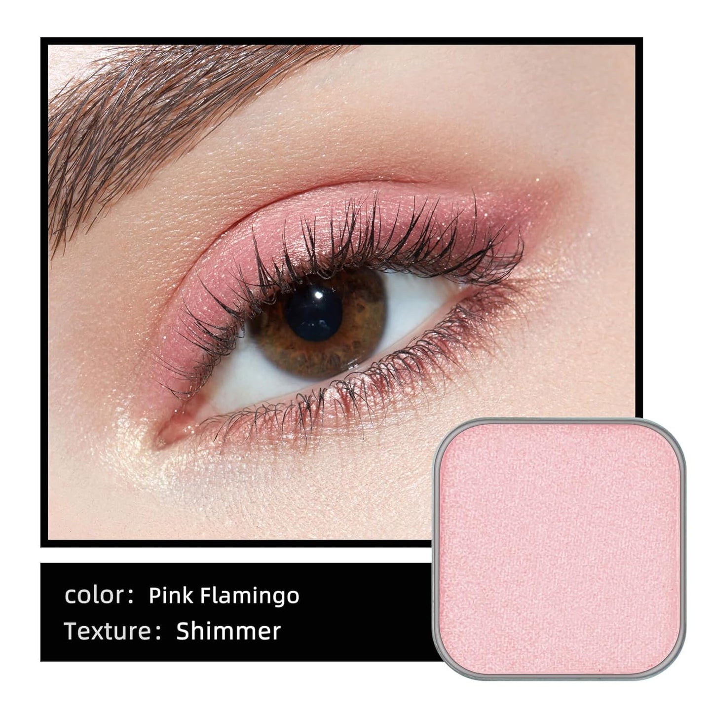 Magnetic Single Shimmer Pink Eyeshadow with Metal Pan, Light Pink Eyeshadow Refill Pan for hooded eyes, for DIY Empty Magnetic Palette (pink flamingo)-Velvo Beauty